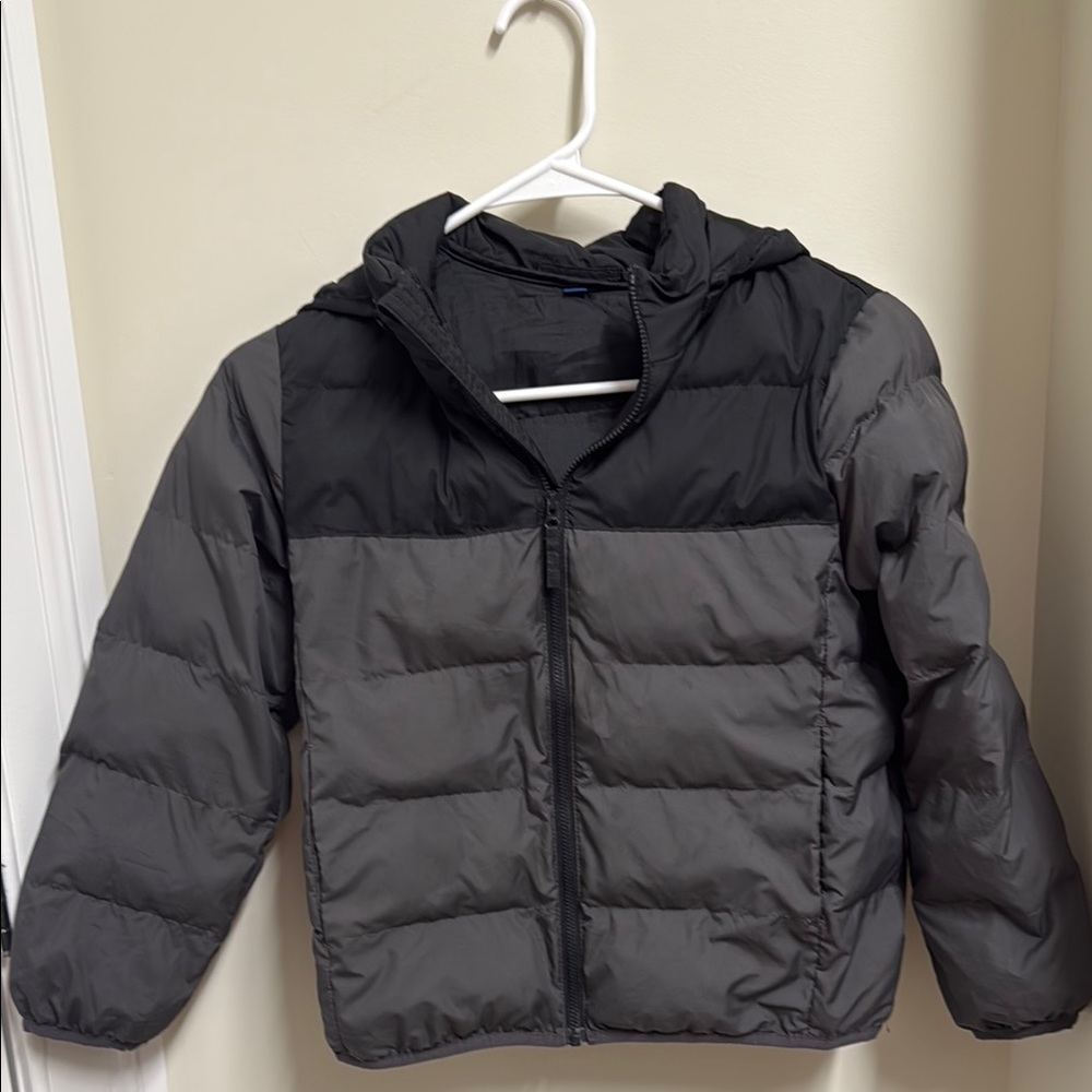 Uniqlo Black and Gray Puffer Jacket with Hood